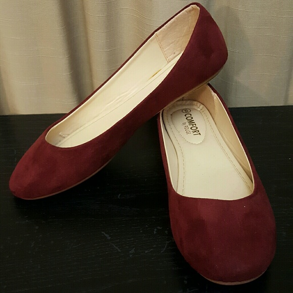 Comfort by Rouge Shoes - Red suede-like  flats